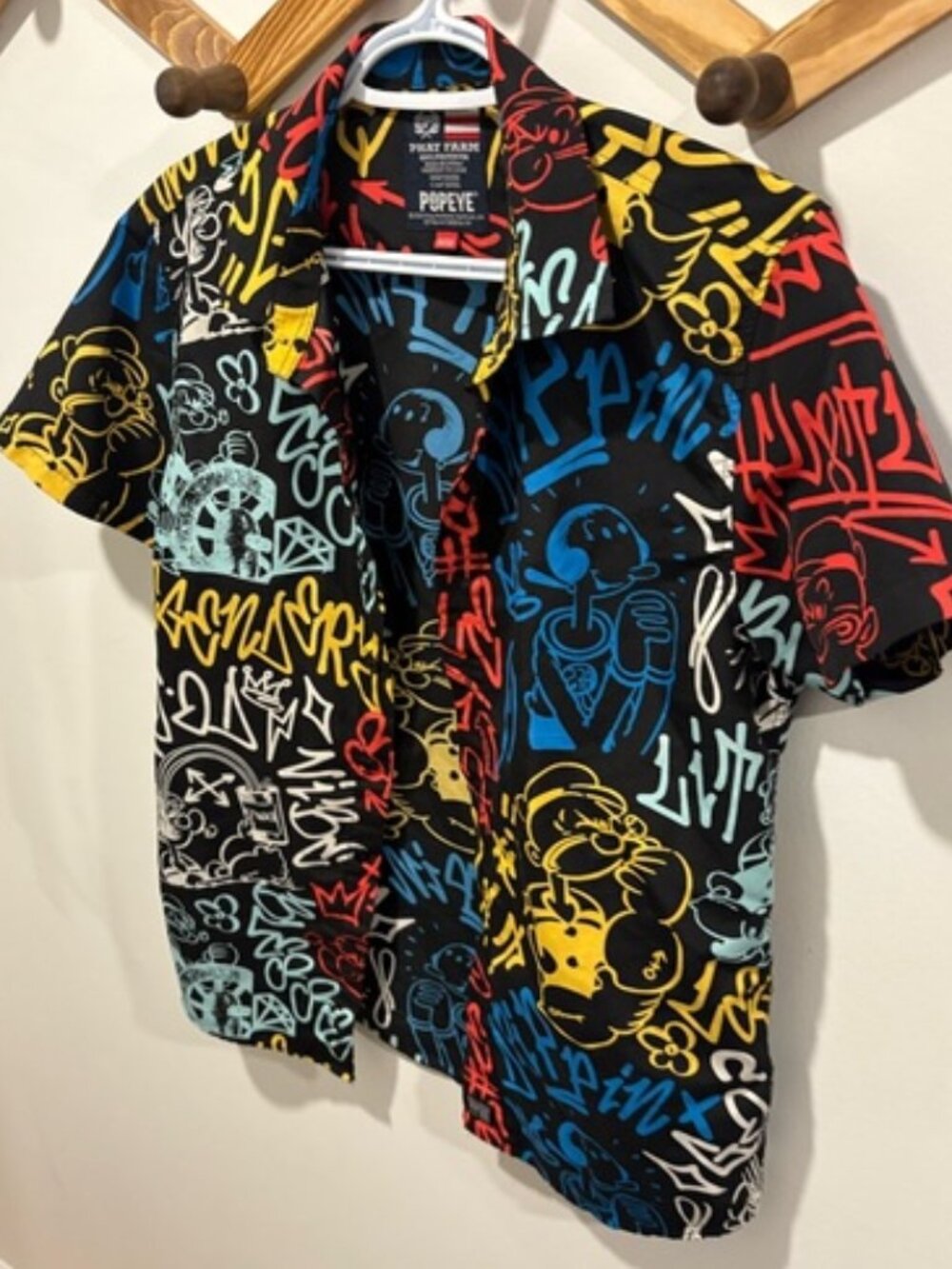 Phat Farm x Popeye graffiti-style button-down shirt.